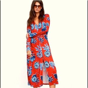 “ZARA” Floral Button Down Midi Shirt Dress